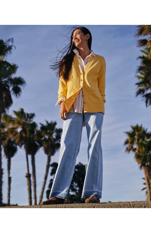 Lands' End Recover High Rise Wide Leg Blue Jeans In Hutton Blue Wash Released Hem
