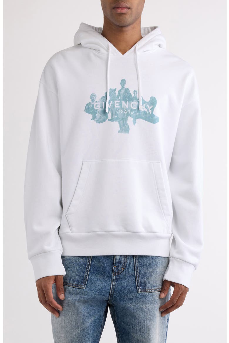 Boxy Fit Graphic Hoodie, Main, color, WHITE