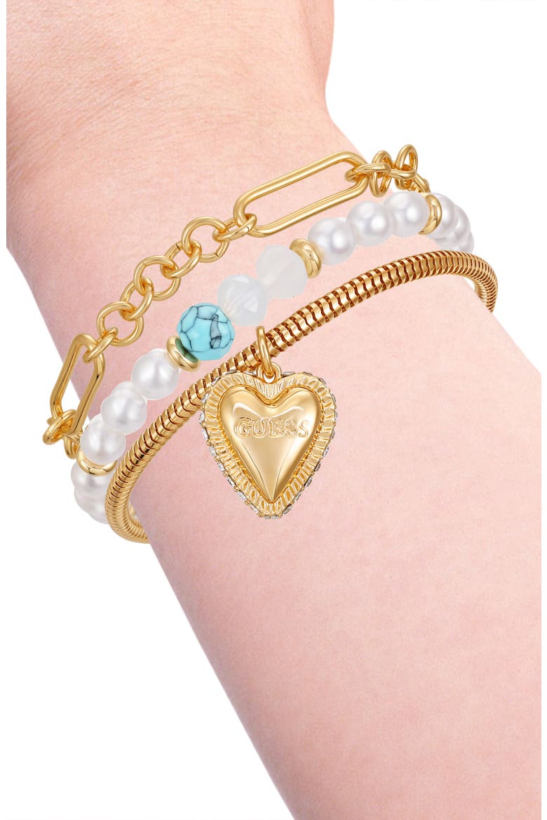 Set of 3 Charm Bracelets, Alternate, color, GOLD TONE