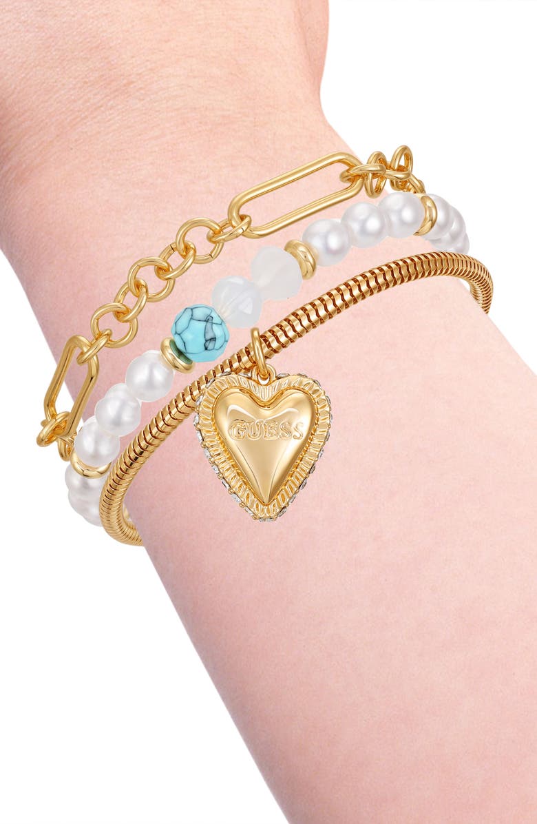 GUESS Set of 3 Charm Bracelets, Alternate, color, Gold Tone