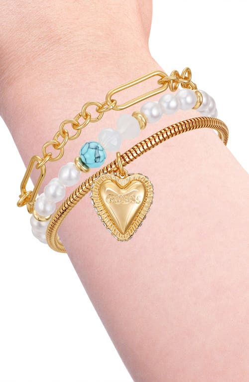 Guess Set Of 3 Charm Bracelets In Gold