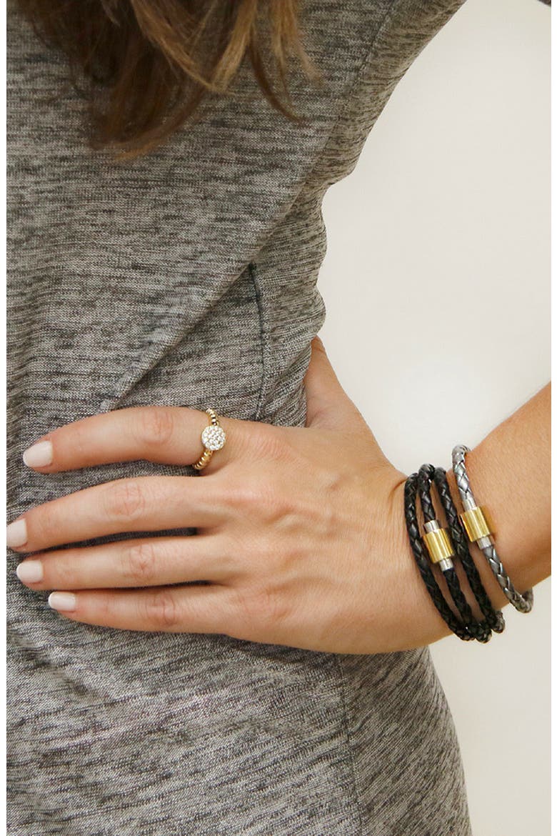 Braided Leather Bracelet, Alternate, color, GREY