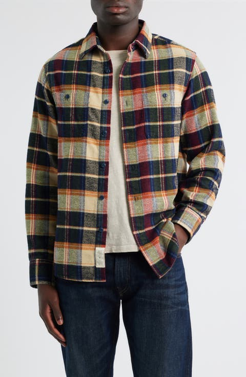 Plaid Flannel Button-Up Work Shirt