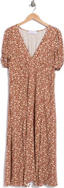 Renee C Ditsy Floral V Neck A Line Dress