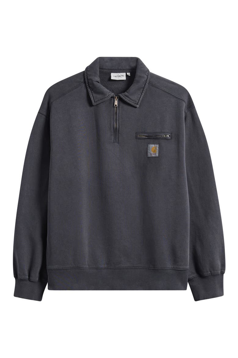 Half Zip Cotton Sweatshirt, Alternate, color, BLACK (STONE)