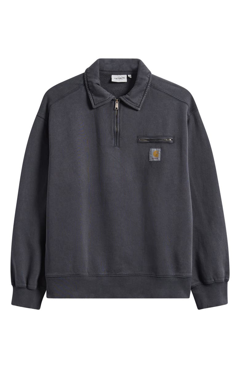 Carhartt Work In Progress Half Zip Cotton Sweatshirt, Main, color, Black (Stone)