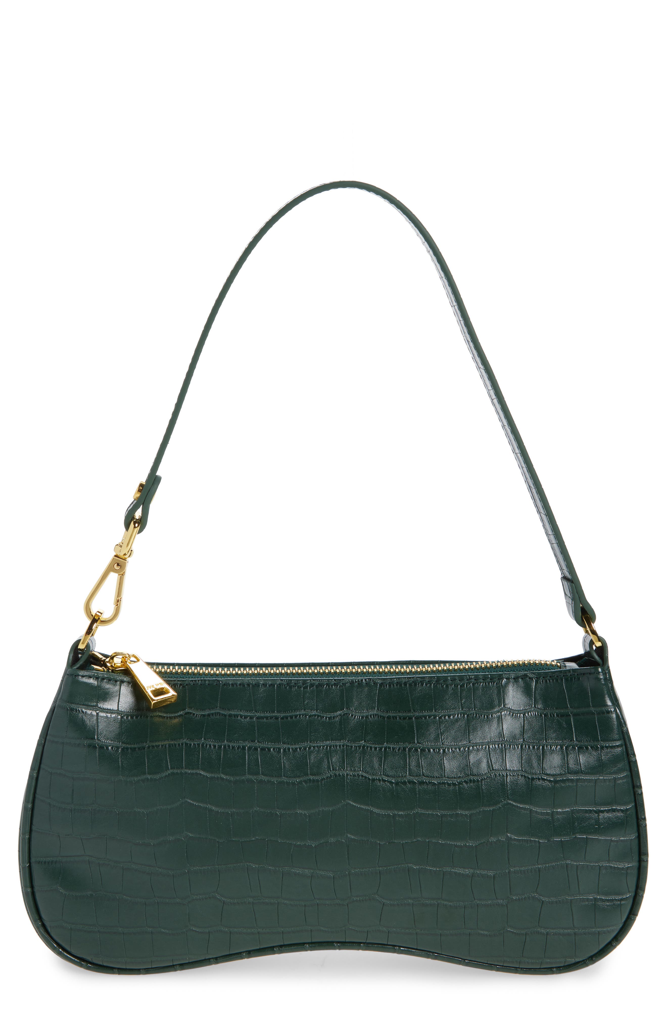JW PEI Eva Croc Embossed Faux Leather Convertible Shoulder Bag, Main, color, Dark Green Croc