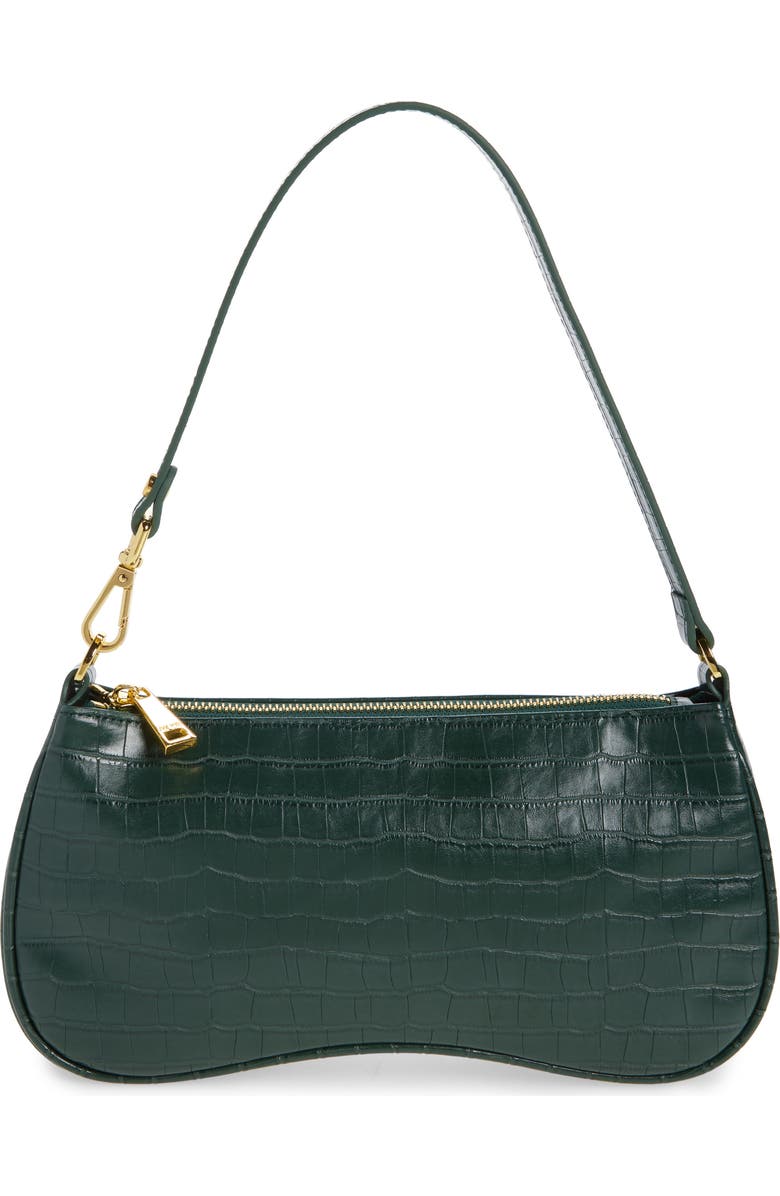 JW PEI Eva Croc Embossed Faux Leather Convertible Shoulder Bag, Main, color, Dark Green Croc