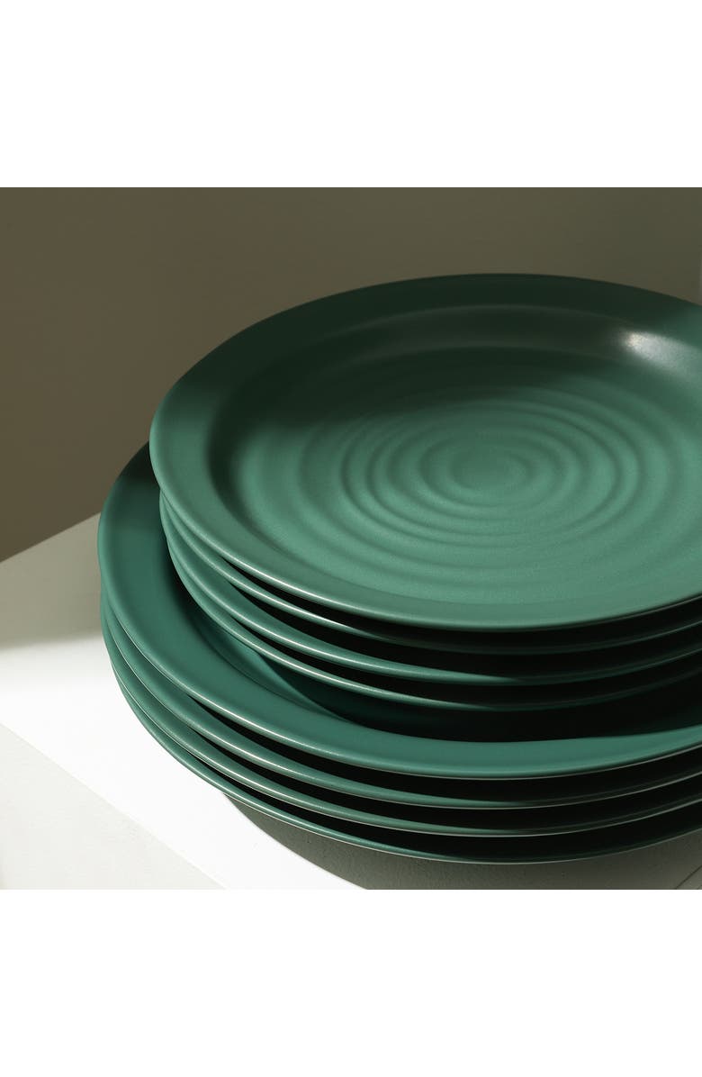 Stone Lain Orbit Stoneware 16-Piece Dinnerware Set with Cereal Bowls and Mugs, Alternate, color, Green