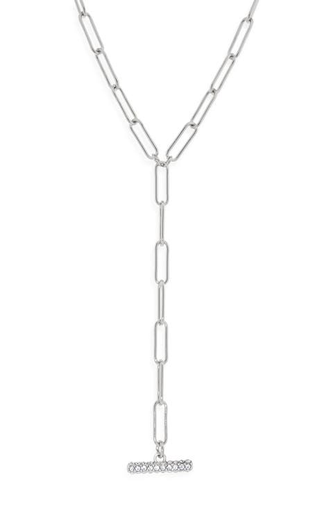 Paper Clip Pavé Toggle Necklace