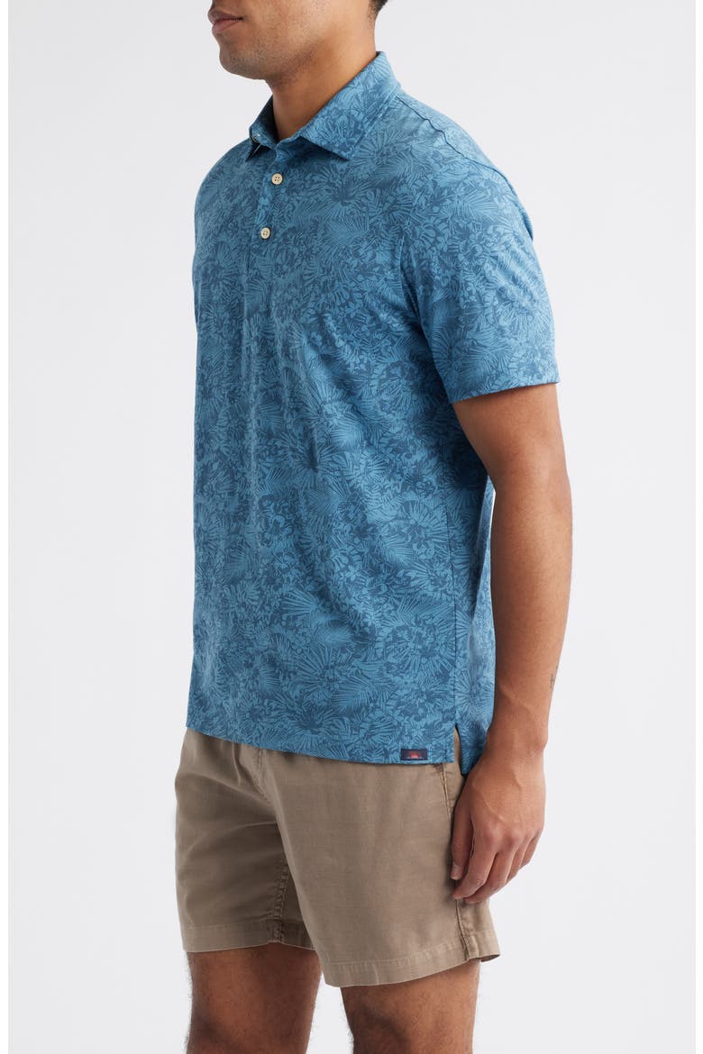 Retreat Floral Polo, Alternate, color, BLUE TROPIC FAN
