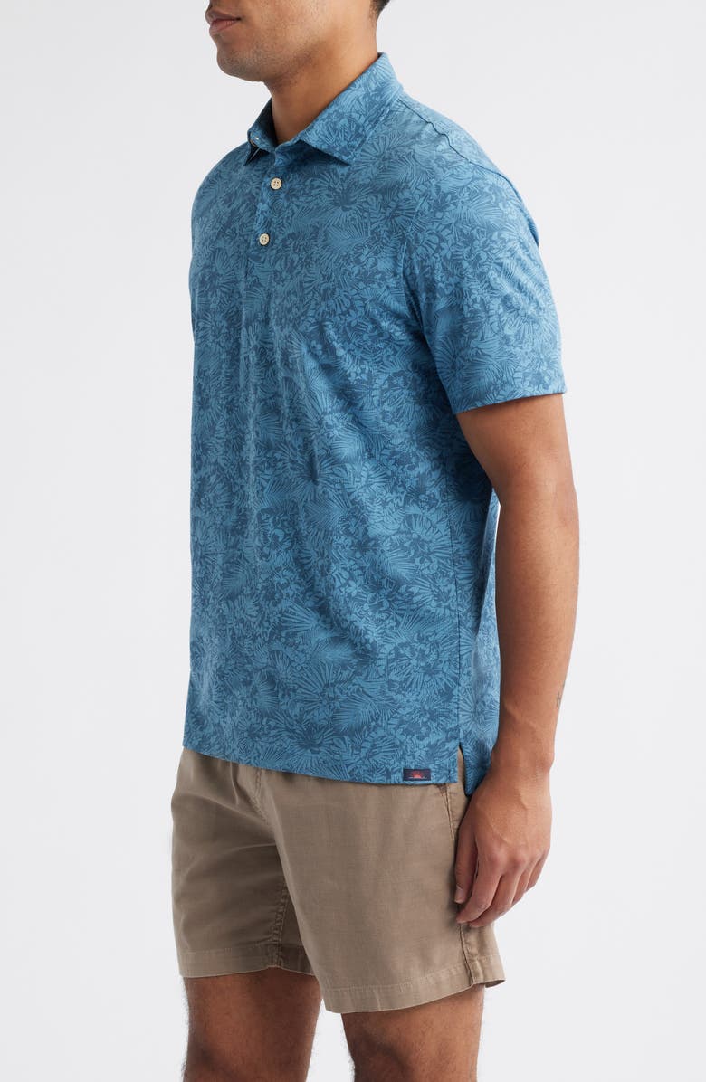 Faherty Retreat Floral Polo, Alternate, color, Blue Tropic Fan