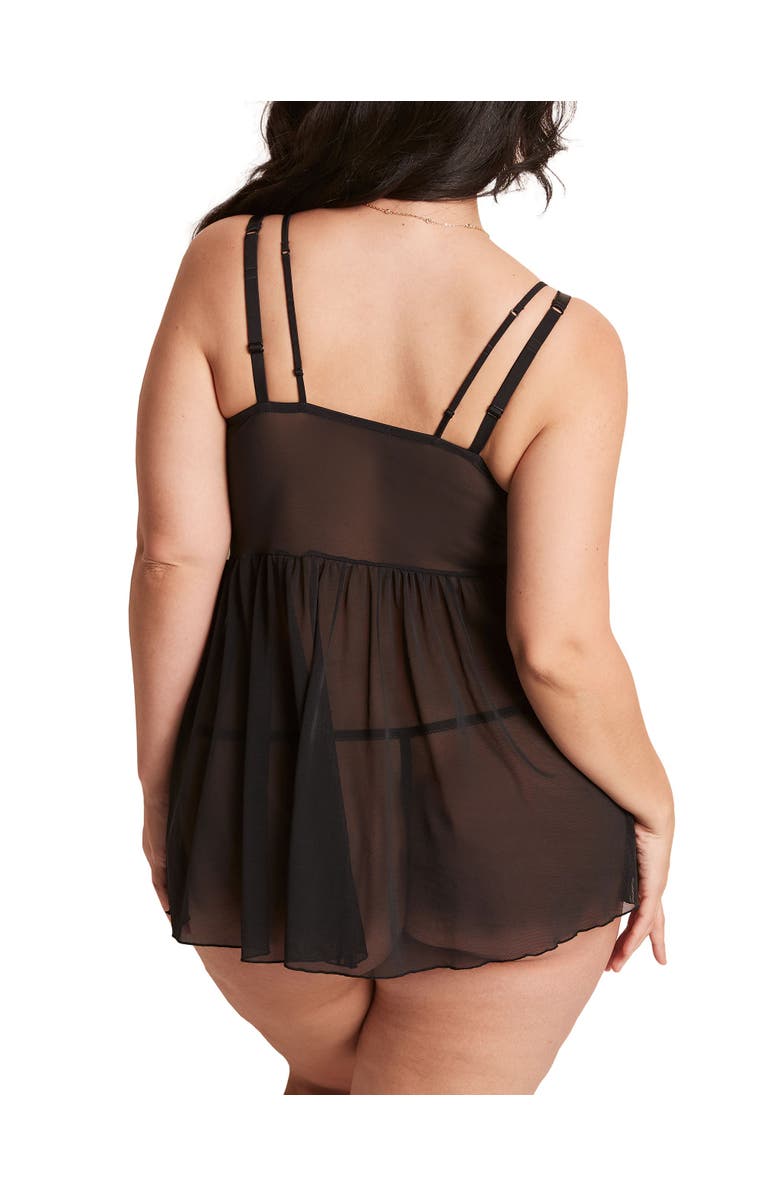 Adore Me Stevie Babydoll & G-String Set Lingerie, Alternate, color, Black