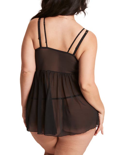 Adore Me Stevie Babydoll & G-string Set Lingerie In Black