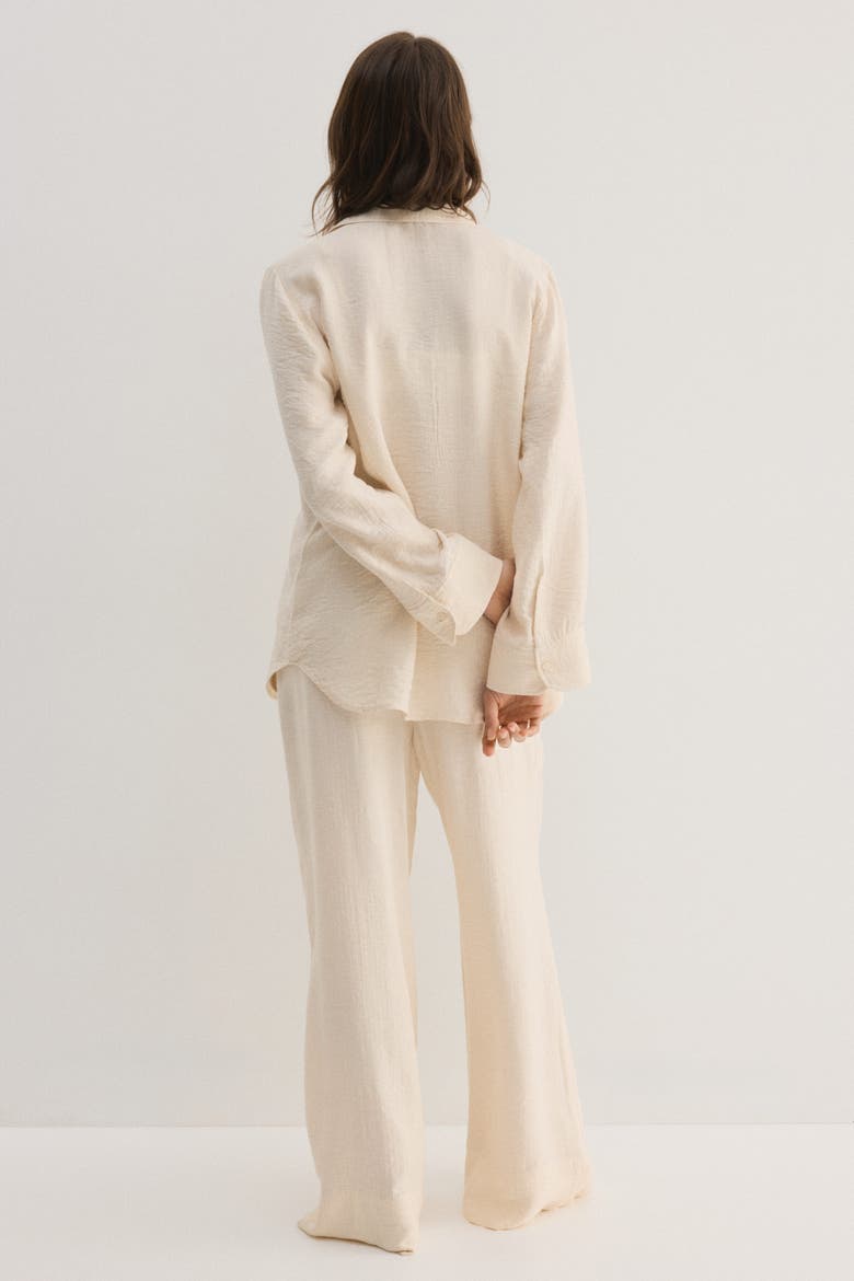 Crinkled Viscose-blend Shirt, Alternate, color, Light beige