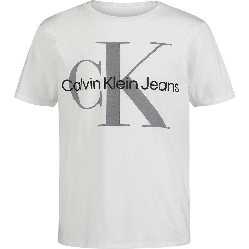 Calvin Klein Big Boys Core Monologo Short Sleeve T-shirt In White