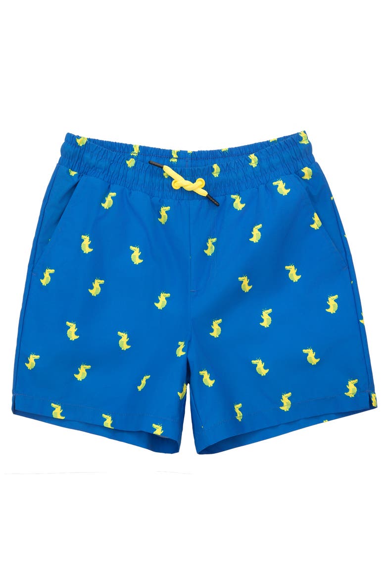 Kids' Print Swim Trunks with Compression Liner UPF 50+, Alternate, color, Blue Crocodile Print