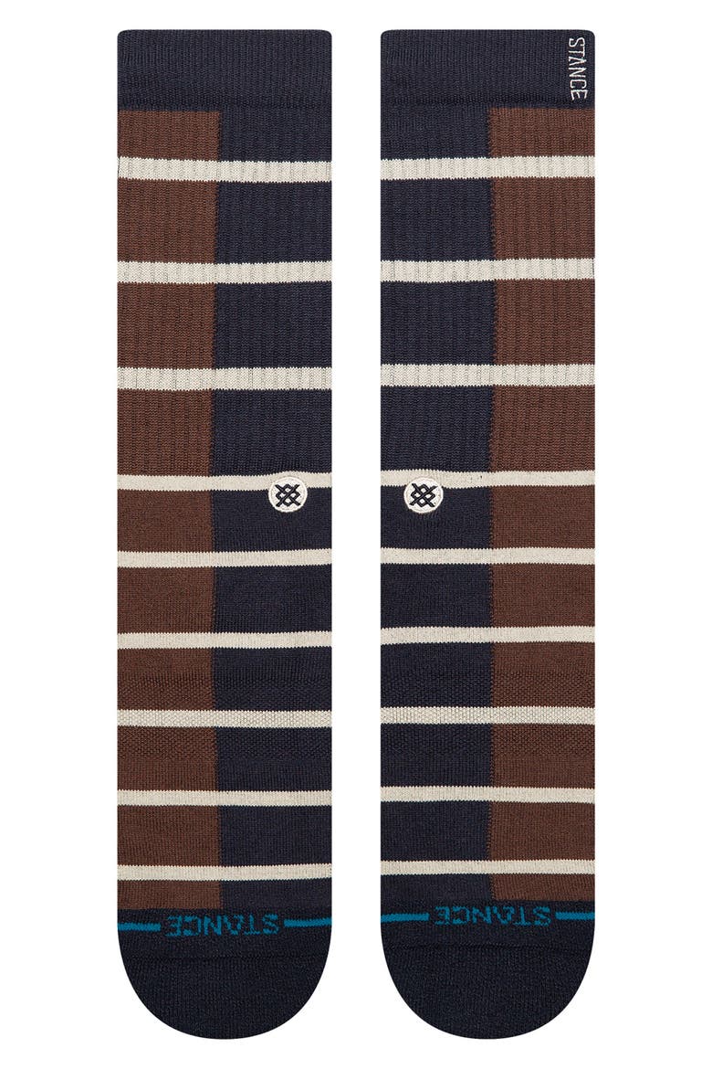 Double Vision Stripe Crew Socks, Alternate, color, NAVY