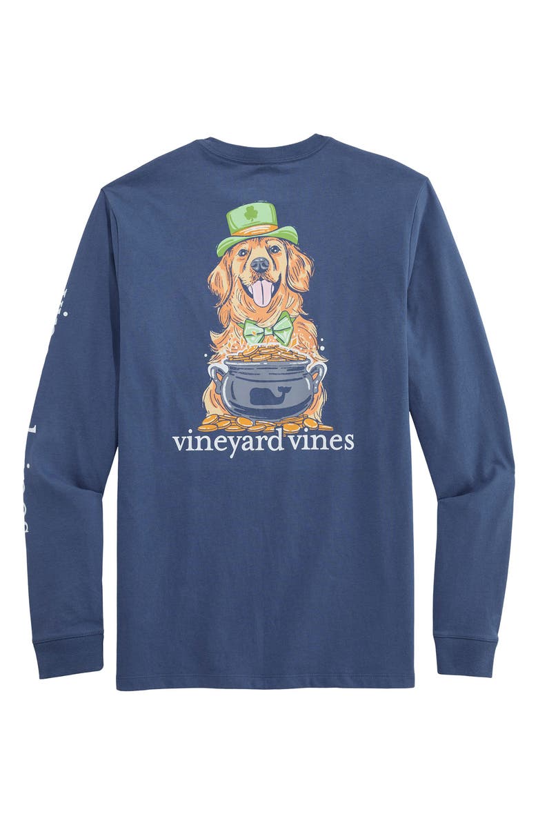 vineyard vines St. Patty's Day Long Sleeve Cotton Graphic Pocket T-Shirt, Alternate, color, Moonshine