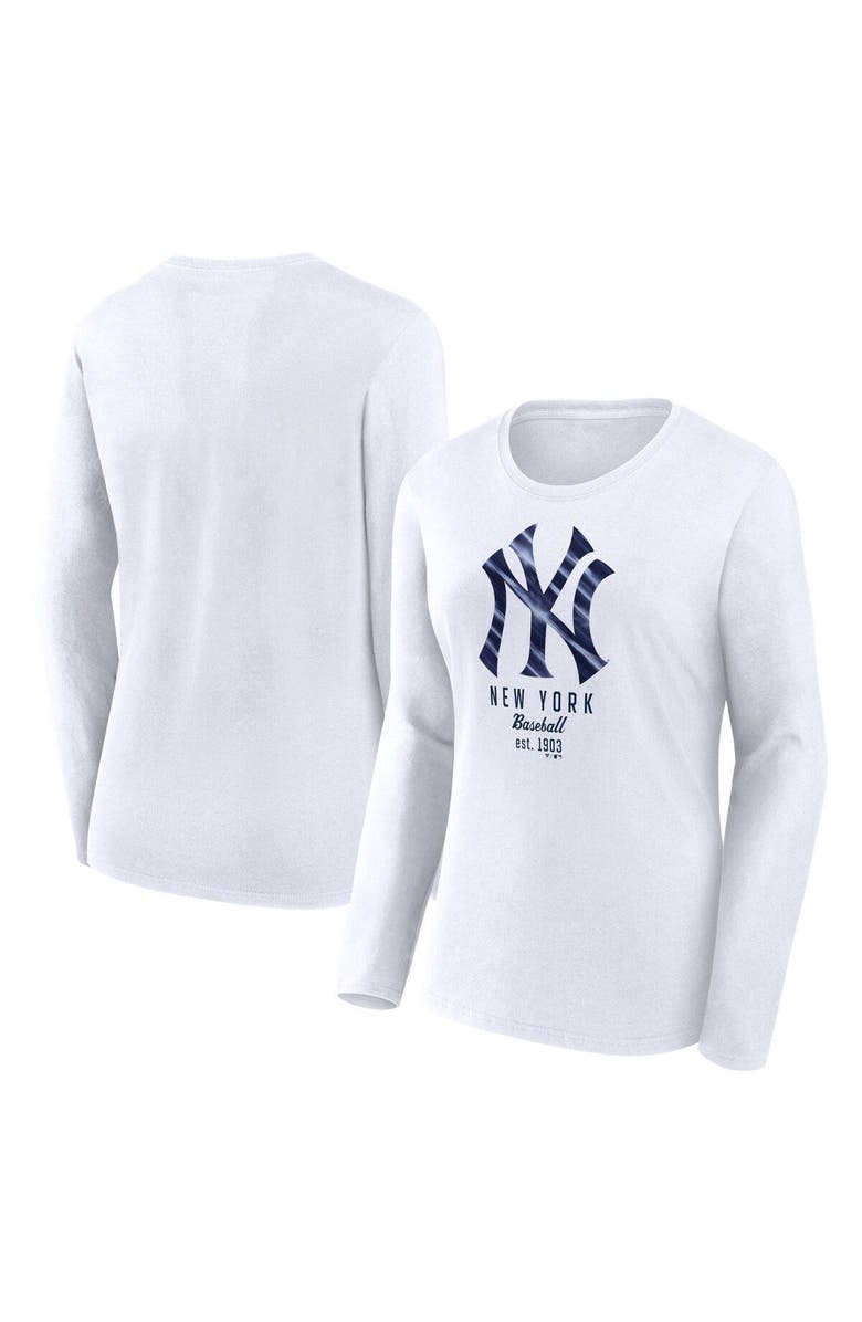 FANATICS Women's Fanatics Branded  White New York Yankees Lightweight Fitted Long Sleeve T-Shirt, Main, color, 
