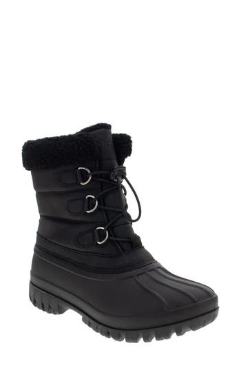 Chooka Cold Weather Faux Shearling Lined Snow Boot In Black