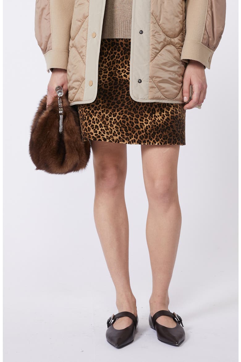 Disco Leopard Print Miniskirt, Alternate, color, CAMEL