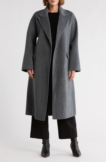 Theory Wool Blend Robe Coat In Gray