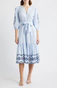 Rails Carmel Eyelet Embroidered Tie Belt Cotton Dress
