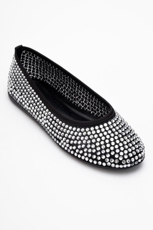 Prologue Shoes Runway Mesh Embellished Ballet Flat In Black