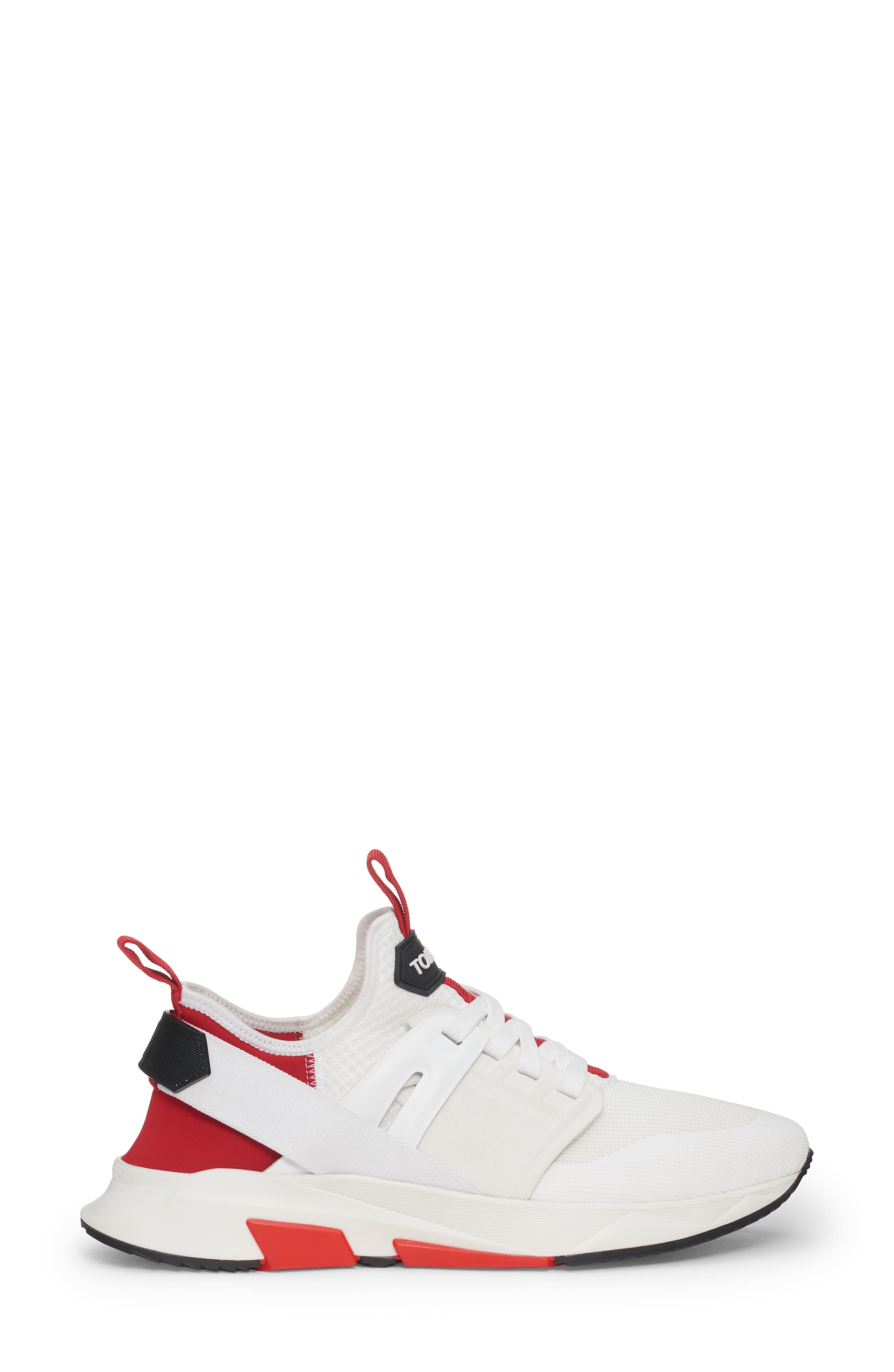 Mixed Media Sneaker, Alternate, color, WHITE/ RED/ WHITE