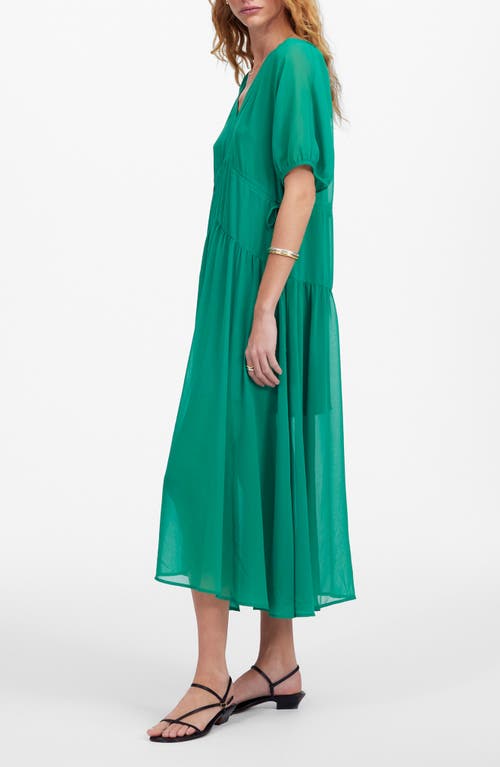 Madewell Sheer V-neck Dolman Sleeve Maxi Dress In Verdant Green