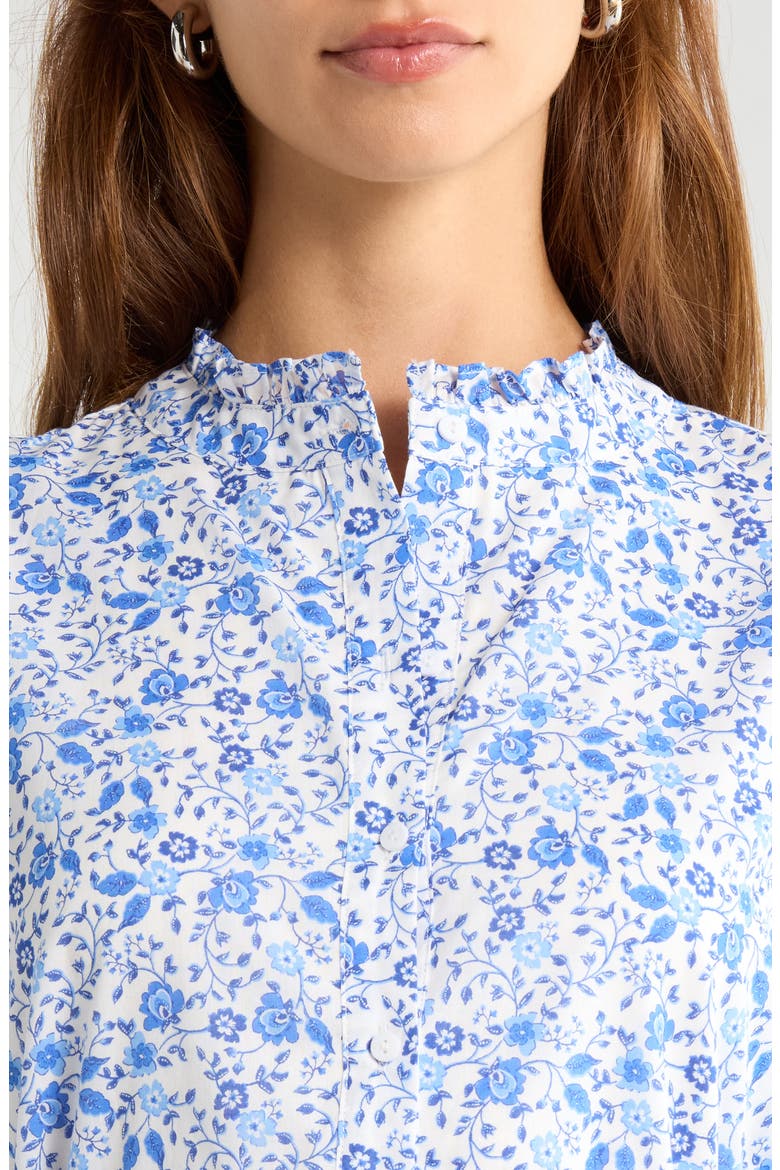 Maisie Miana Ditsy Floral Button-Up Shirtdress, Alternate, color, WHITE-BLUE-COMBO