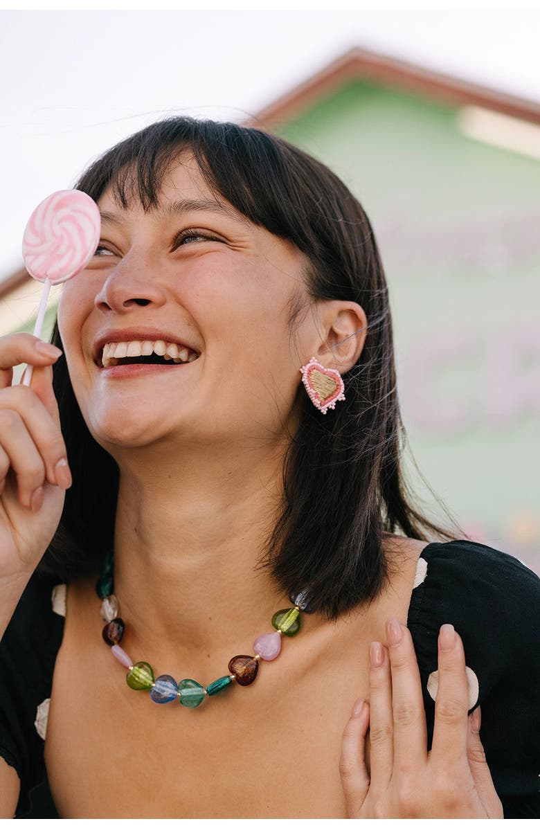 Noonday Lampwork Heart Necklace, Alternate, color, Pearl