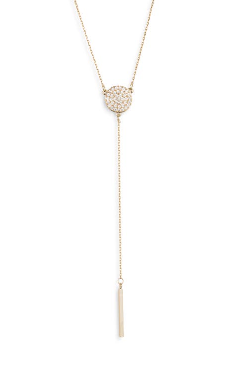 Pavé Disc Lariat Necklace