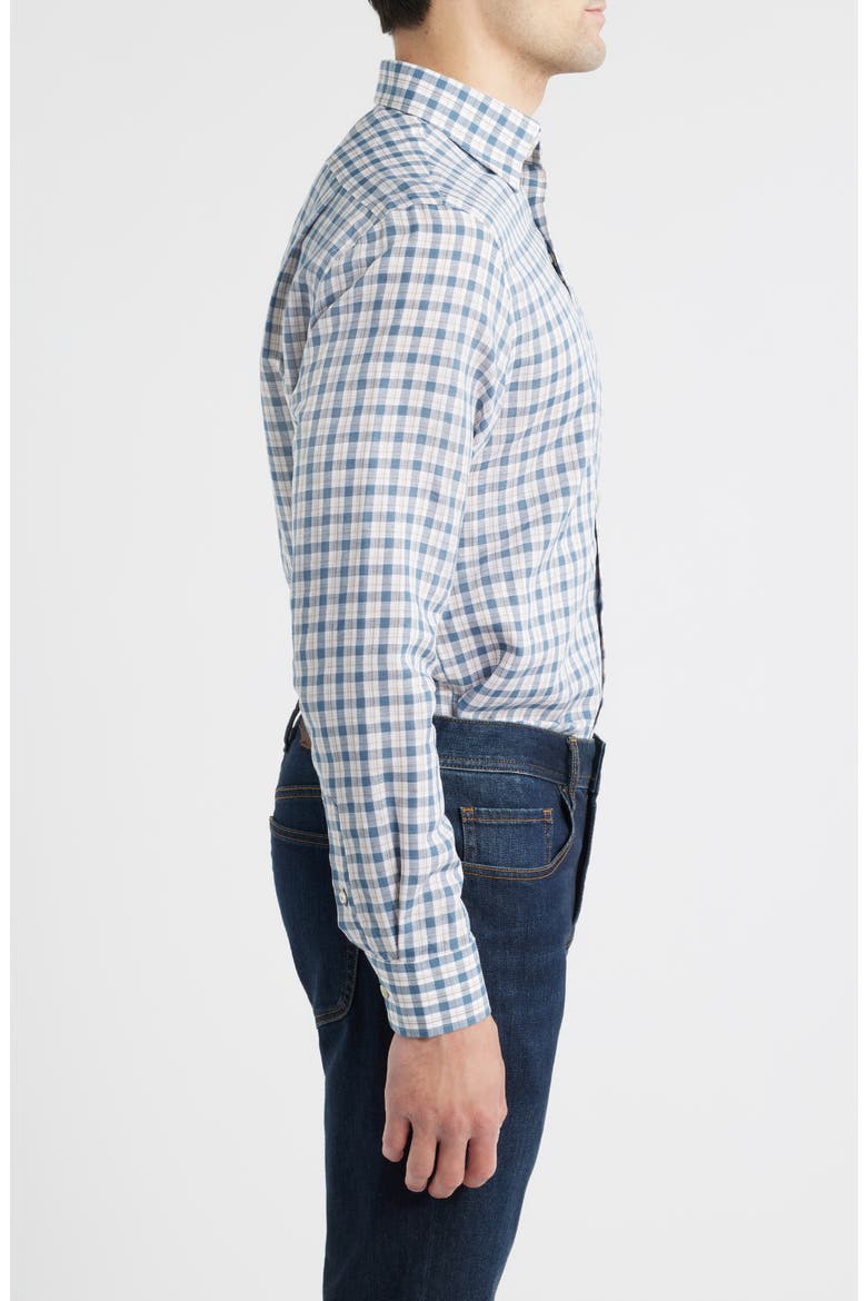 Tad Plaid Linen Blend Button-Up Shirt, Alternate, color, WAKE