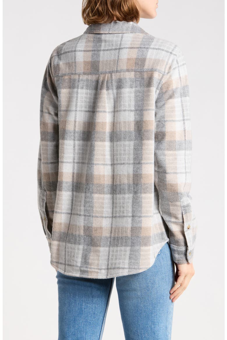 Plaid Jacquard Knit Shacket, Alternate, color, FOG GREY