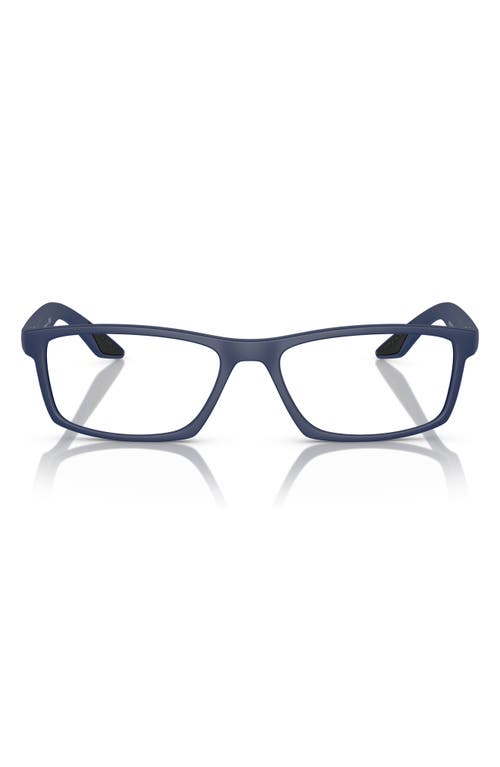 Prada Linea Rossa 56mm Rectangular Optical Glasses in Blue Rubber 