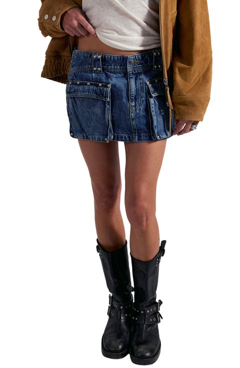 Hera Stud Detail Denim Miniskirt