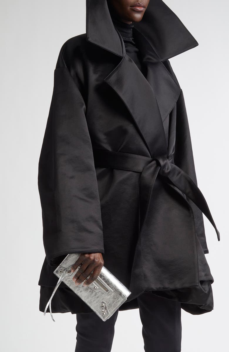 Balenciaga Le City Metallic Leather Wallet on a Chain, Alternate, color, 8122 Silver