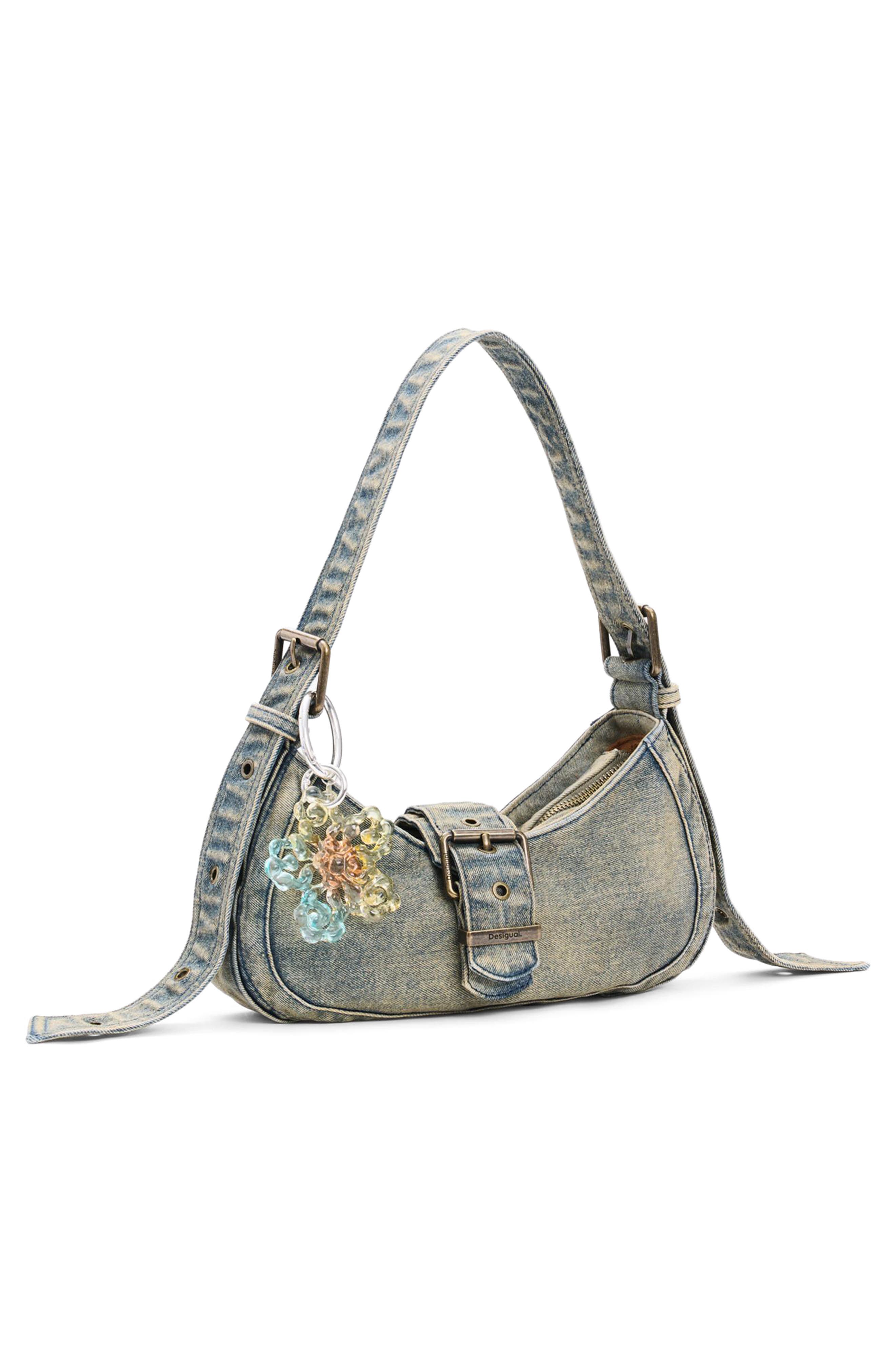 Desigual Denim Shoulder Bag, Alternate, color, Light Green