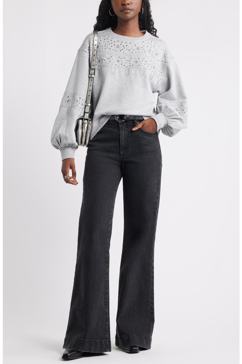 Sequin Embroidered Sweatshirt, Alternate, color, GREY HEATHER