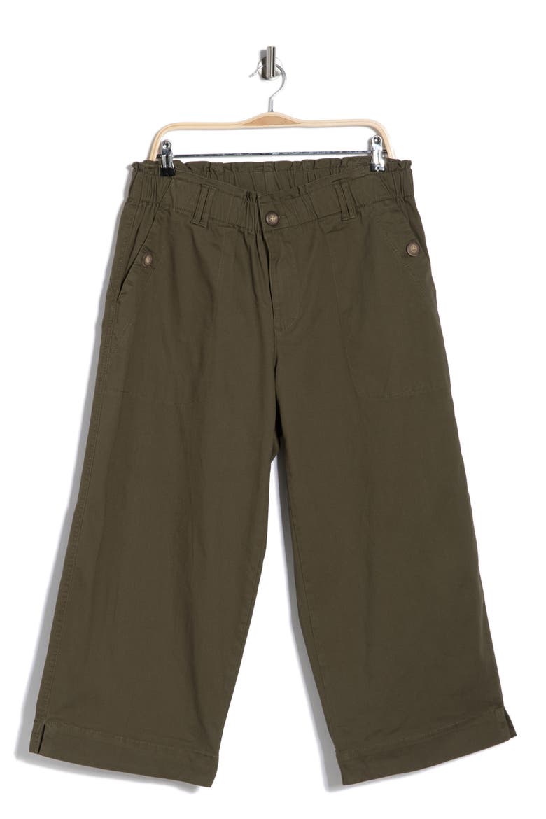 Button Pocket Crop Wide Leg Pants, Alternate, color, CAPER