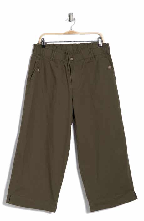 Democracy Button Pocket Crop Wide Leg Pants