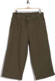 Democracy Button Pocket Crop Wide Leg Pants