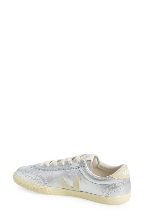 Veja Low-top Metallic Finish Rubber Sole Sneaker In Silver Pierre