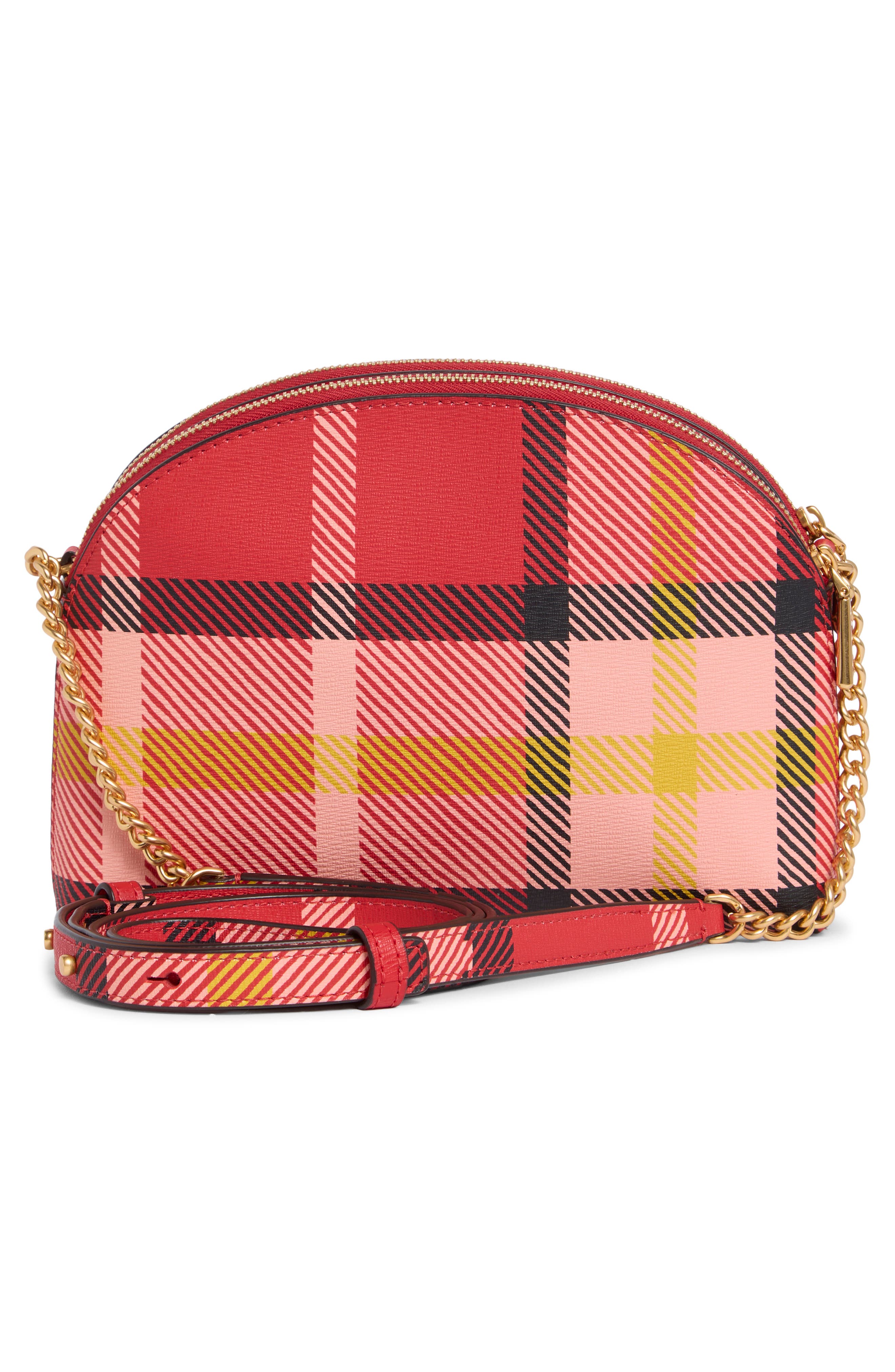 double zip leather crossbody bag, Alternate, color, RED MULTI