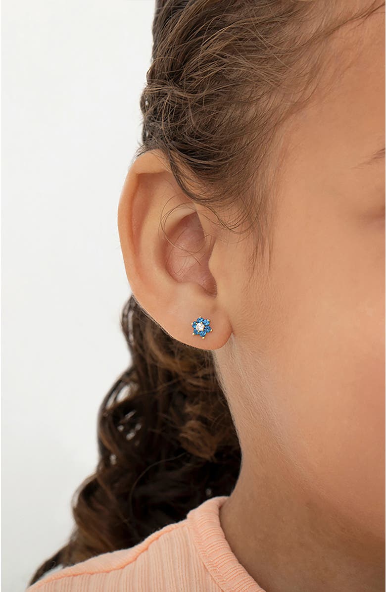 In Season Jewelry 14k Flower Cluster Earrings, Alternate, color, Blue