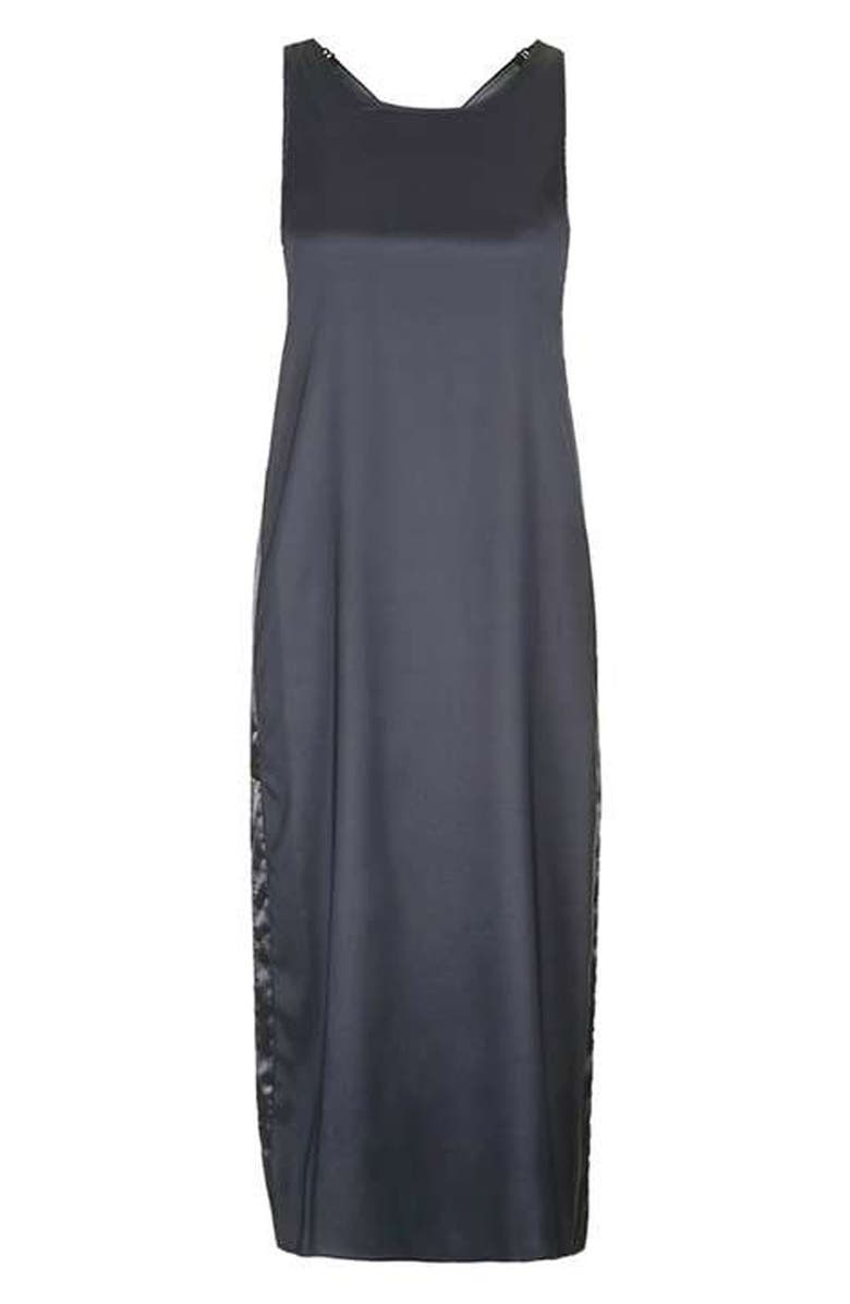 Topshop 'Mango' Satin Dungaree Side Split Midi Slipdress, Alternate, color,