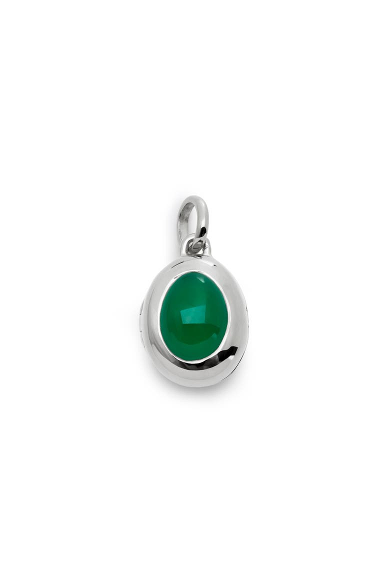 Birthstone Locket Pendant, Main, color, STERLING SILVER / GREEN ONYX
