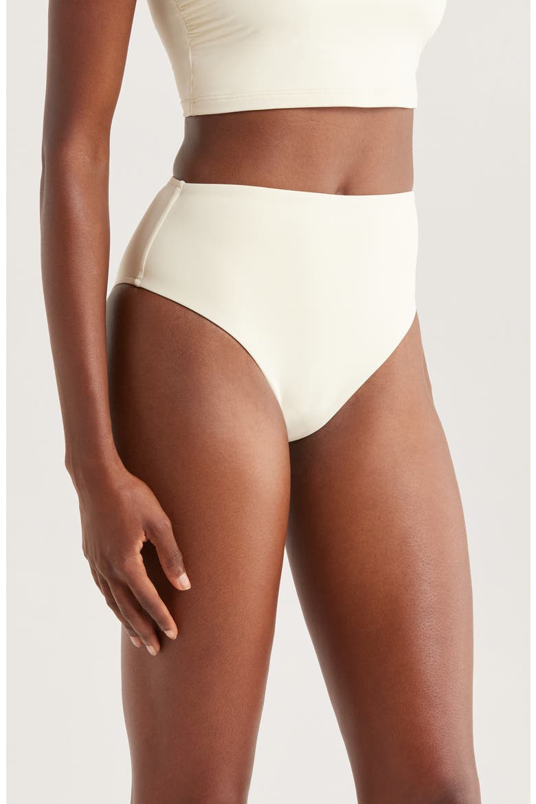 Poppy High Waist Bikini Bottoms, Alternate, color, PORCELAIN